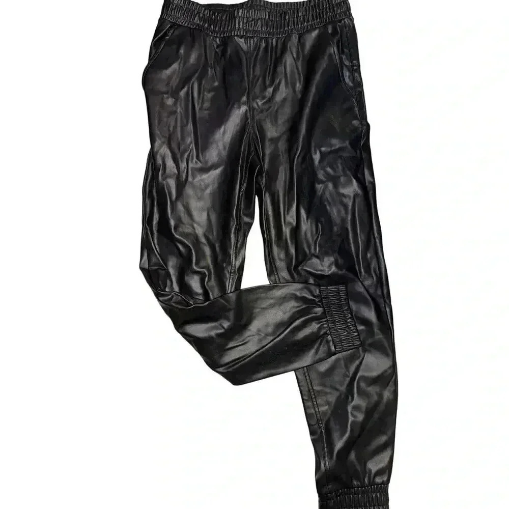 C by One faux leather joggers black size Small S